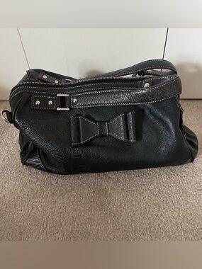Black Bow Accent Women's Shoulder Bag